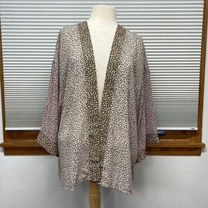 Mystree NWT Tan Cream Pink Cheetah Animal Print Kimono Size S/M